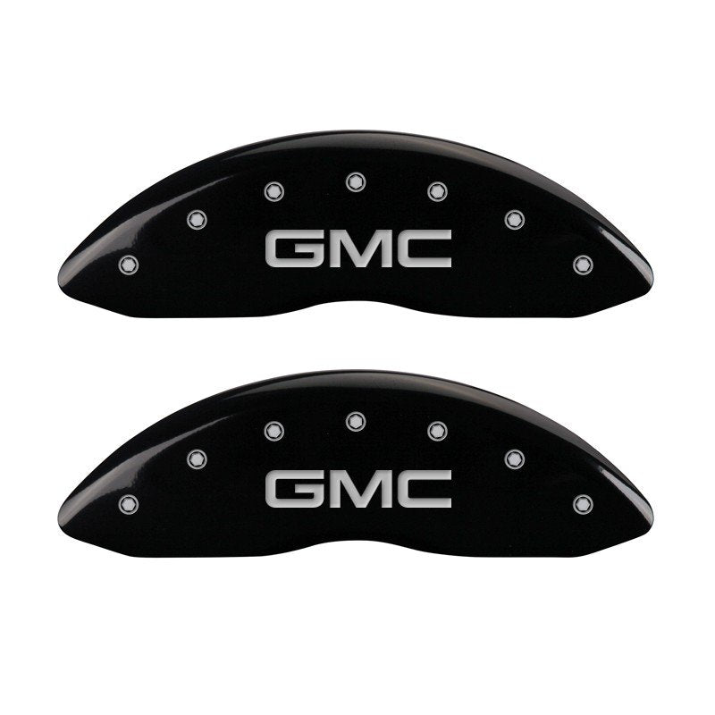 MGP Caliper Covers 34208SGMCBK Set of 4: Black finish, Silver GMC