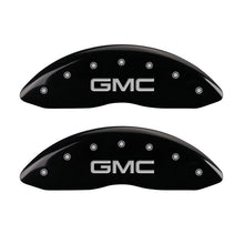 Load image into Gallery viewer, MGP Caliper Covers 34208SGMCBK Set of 4: Black finish, Silver GMC