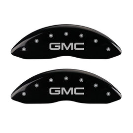 MGP Caliper Covers 34208SGMCBK Set of 4: Black finish, Silver GMC