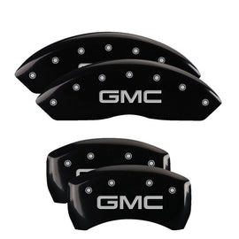MGP Caliper Covers 34209SGMCBK Set of 4: Black finish, Silver GMC