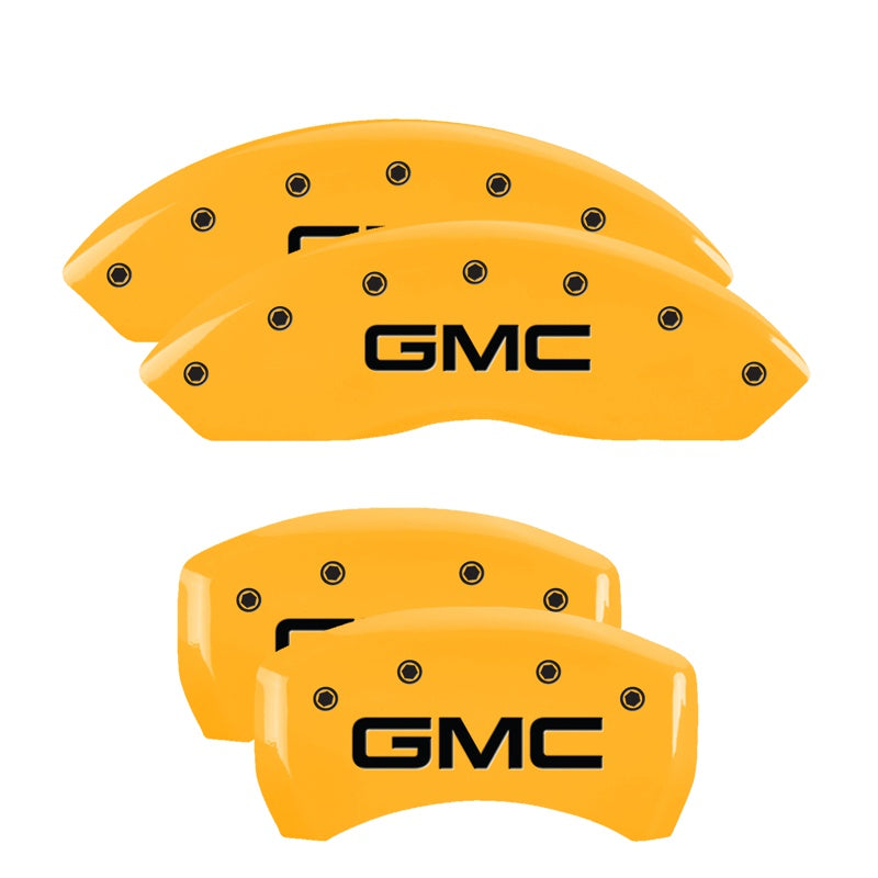 MGP Caliper Covers 34209SGMCYL Set of 4: Yellow finish, Black GMC
