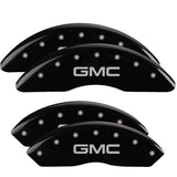 MGP Caliper Covers 34210SGMCBK Set of 4: Black finish, Silver GMC