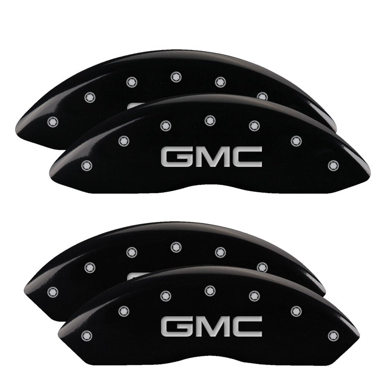MGP Caliper Covers 34211SGMCBK Set of 4: Black finish, Silver GMC