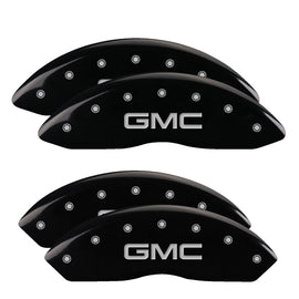 MGP Caliper Covers 34211SGMCBK Set of 4: Black finish, Silver GMC
