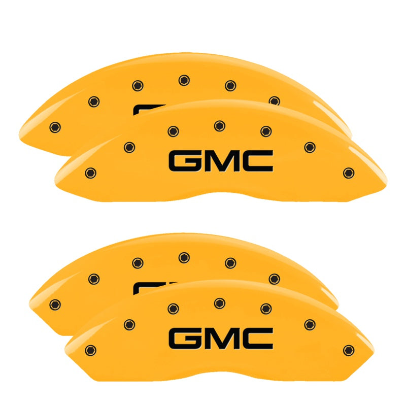 MGP Caliper Covers 34211SGMCYL Set of 4: Yellow finish, Black GMC