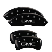 Load image into Gallery viewer, MGP Caliper Covers 34212SGMCBK Set of 4: Black finish, Silver GMC