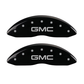 MGP Caliper Covers 34213FGMCBK Front Set of 2: Black finish, Silver GMC