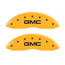 Load image into Gallery viewer, MGP Caliper Covers 34213FGMCYL Front Set of 2: Yellow finish, Black GMC