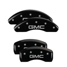Load image into Gallery viewer, MGP Caliper Covers 34215SGMCBK Set of 4: Black finish, Silver GMC
