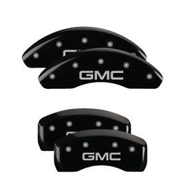 MGP Caliper Covers 34215SGMCBK Set of 4: Black finish, Silver GMC