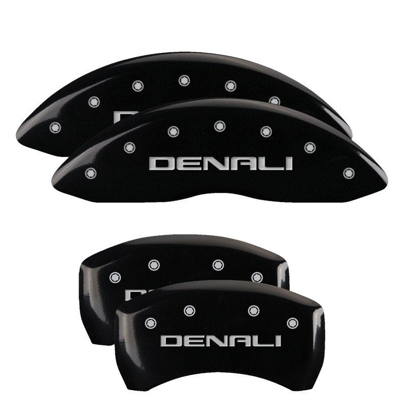 MGP Caliper Covers 34218SDNLBK Set of 4: Black finish, Silver Denali