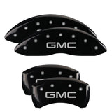 MGP Caliper Covers 34218SGMCBK Set of 4: Black finish, Silver GMC