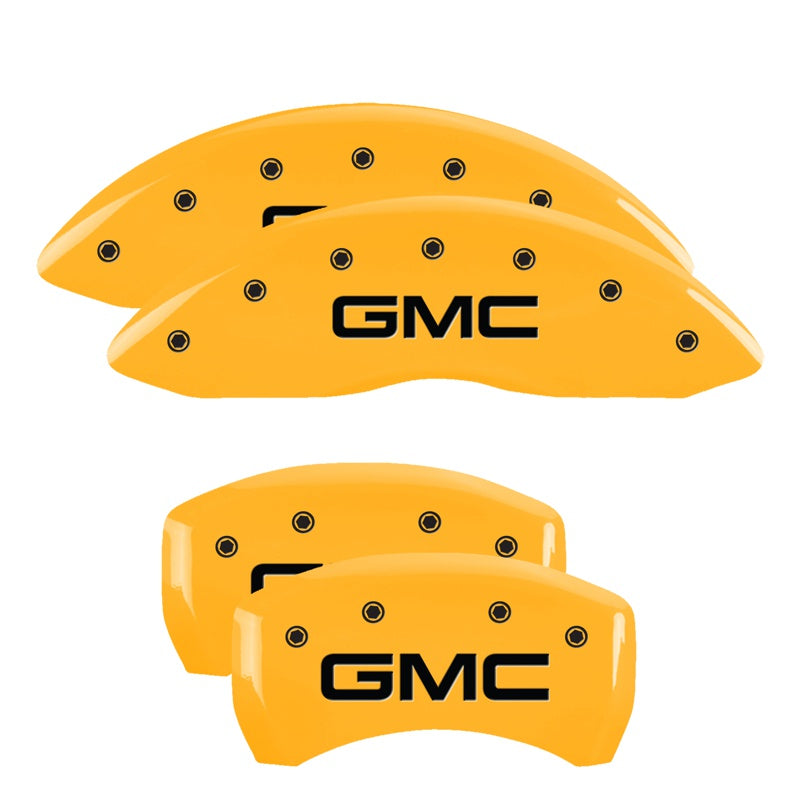 MGP Caliper Covers 34218SGMCYL Set of 4: Yellow finish, Black GMC