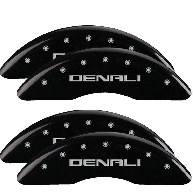 MGP Caliper Covers 34219SDNLBK Set of 4: Black finish, Silver Denali