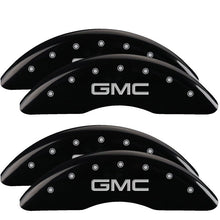 Load image into Gallery viewer, MGP Caliper Covers 34219SGMCBK Set of 4: Black finish, Silver GMC