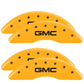 MGP Caliper Covers 34219SGMCYL Set of 4: Yellow finish, Black GMC