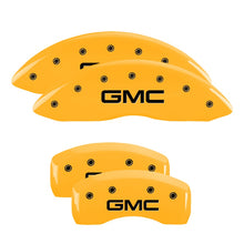 Load image into Gallery viewer, MGP Caliper Covers 34220SGMCYL Set of 4: Yellow finish, Black GMC