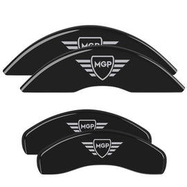 MGP Caliper Covers 34221SMGPBK Set of 4: Black finish, Silver MGP