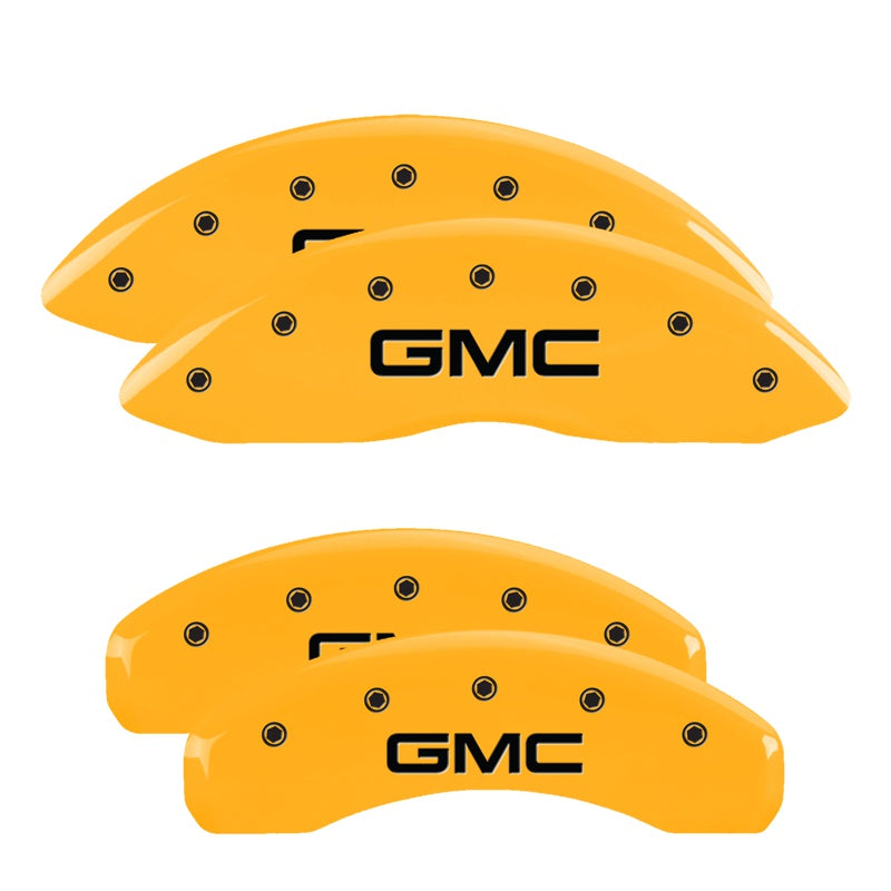 MGP Caliper Covers 34221SGMCYL Set of 4: Yellow finish, Black GMC