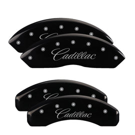 MGP Caliper Covers 35005SCADBK Set of 4: Black finish, Silver Cadillac (Cursive)