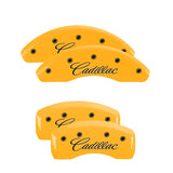 MGP Caliper Covers 35006SCADYL Set of 4: Yellow finish, Black Cadillac (Cursive)