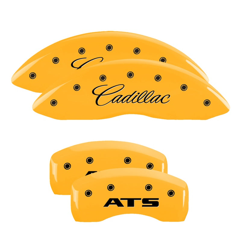 MGP Caliper Covers 35007SATSYL Set of 4: Yellow finish, Black Cadillac / ATS