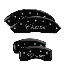 Load image into Gallery viewer, MGP Caliper Covers 35010SCADBK Set of 4: Black finish, Silver Cadillac (Cursive)