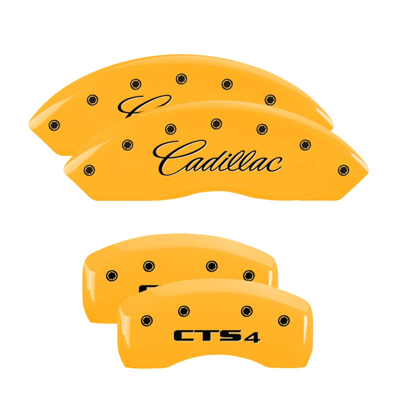 MGP Caliper Covers 35010SCT4YL Set of 4: Yellow finish, Black Cadillac / CTS4