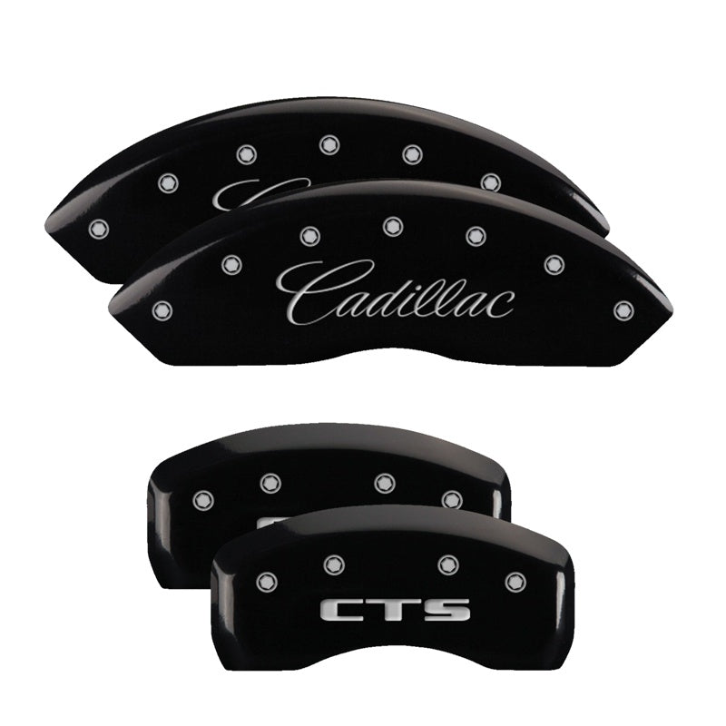 MGP Caliper Covers 35010SCTSBK Set of 4: Black finish, Silver Cadillac / CTS