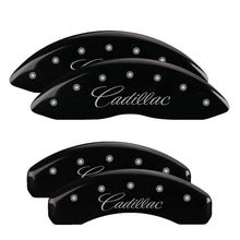 Load image into Gallery viewer, MGP Caliper Covers 35011SCADBK Set of 4: Black finish, Silver Cadillac (Cursive)