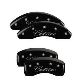 MGP Caliper Covers 35021SCADBK Set of 4: Black finish, Silver Cadillac (Cursive)