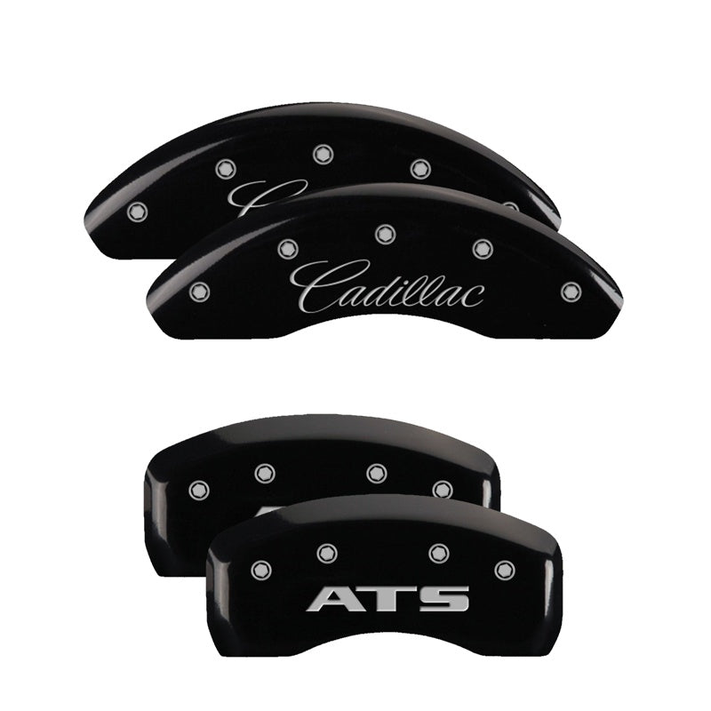 MGP Caliper Covers 35023SATSBK Set of 4: Black finish, Silver Cadillac / ATS