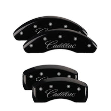 Load image into Gallery viewer, MGP Caliper Covers 35023SCADBK Set of 4: Black finish, Silver Cadillac (Cursive)