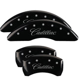 MGP Caliper Covers 35024SCADBK Set of 4: Black finish, Silver Cadillac (Cursive)