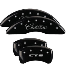 Load image into Gallery viewer, MGP Caliper Covers 35024SCTSBK Set of 4: Black finish, Silver Cadillac / CTS