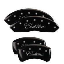 Load image into Gallery viewer, MGP Caliper Covers 35025SCADBK Set of 4: Black finish, Silver Cadillac (Cursive)