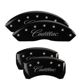 MGP Caliper Covers 35025SCADBK Set of 4: Black finish, Silver Cadillac (Cursive)