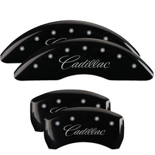 Load image into Gallery viewer, MGP Caliper Covers 35026SCADBK Set of 4: Black finish, Silver Cadillac (Cursive)