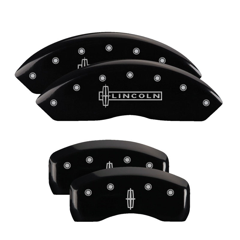 MGP Caliper Covers 36006SLC1BK Set of 4: Black finish, Silver Lincoln / Star logo