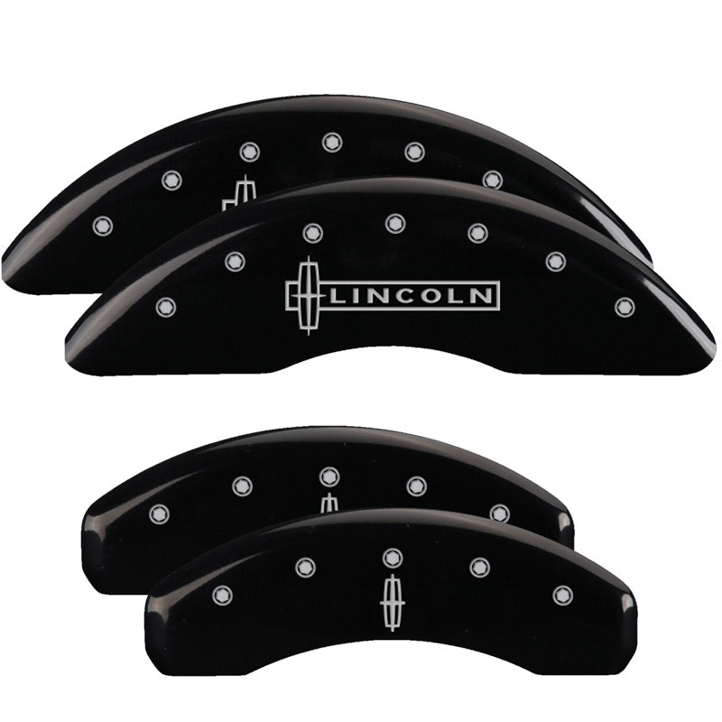 MGP Caliper Covers 36010SLC1BK Set of 4: Black finish, Silver Lincoln / Star logo