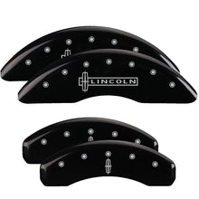 Load image into Gallery viewer, MGP Caliper Covers 36010SLC1BK Set of 4: Black finish, Silver Lincoln / Star logo