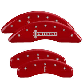 MGP Caliper Covers 36010SLC1RD Set of 4: Red finish, Silver Lincoln / Star logo