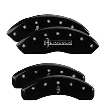 Load image into Gallery viewer, MGP Caliper Covers 36011SLC1BK Set of 4: Black finish, Silver Lincoln / Star logo