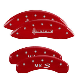 MGP Caliper Covers 36014SLCSRD Set of 4: Red finish, Silver Lincoln / MKS