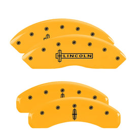 MGP Caliper Covers 36016SLC1YL Set of 4: Yellow finish, Black Lincoln / Star logo