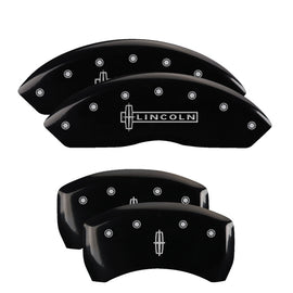 MGP Caliper Covers 36017SLC1BK Set of 4: Black finish, Silver Lincoln / Star logo