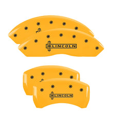 Load image into Gallery viewer, MGP Caliper Covers 36017SLCNYL Set of 4: Yellow finish, Black Lincoln