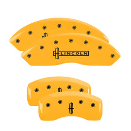 MGP Caliper Covers 36018SLC1YL Set of 4: Yellow finish, Black Lincoln / Star logo