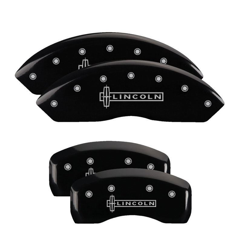 MGP Caliper Covers 36018SLCNBK Set of 4: Black finish, Silver Lincoln