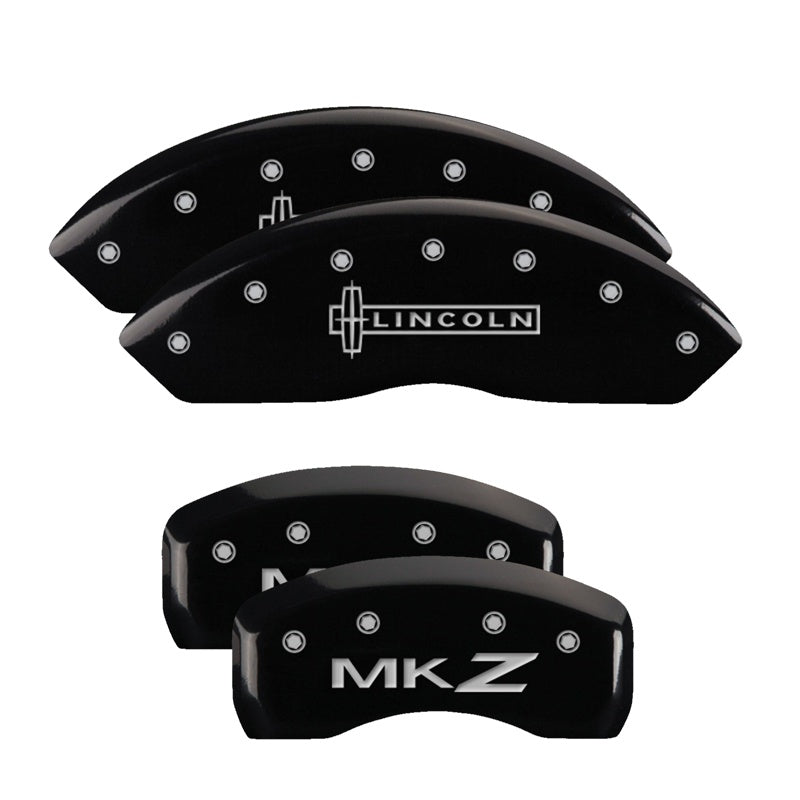 MGP Caliper Covers 36018SLCZBK Set of 4: Black finish, Silver Lincoln / MKZ